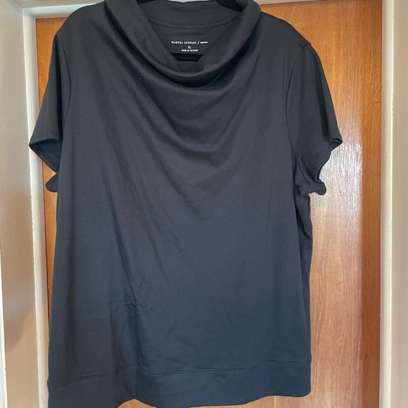 Martha Stewart Tops - Martha Stewart Black Cowl Neck Short Sleeve Top